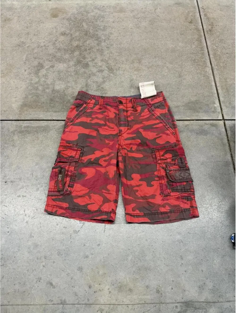 vintage unionbay red camo relaxed baggy fit cargo shorts size 29